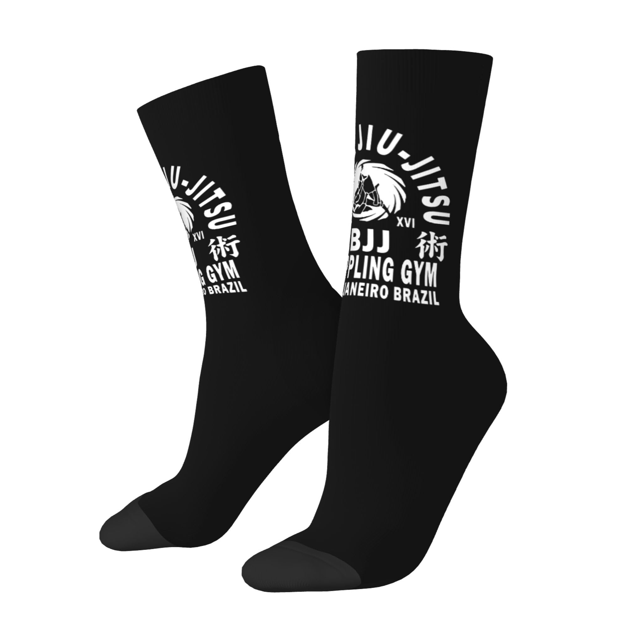 Oudrspo Unisex White Funny Socks Novelty Socks Jiu Jitsu Funky Socks Casual Dress Socks
