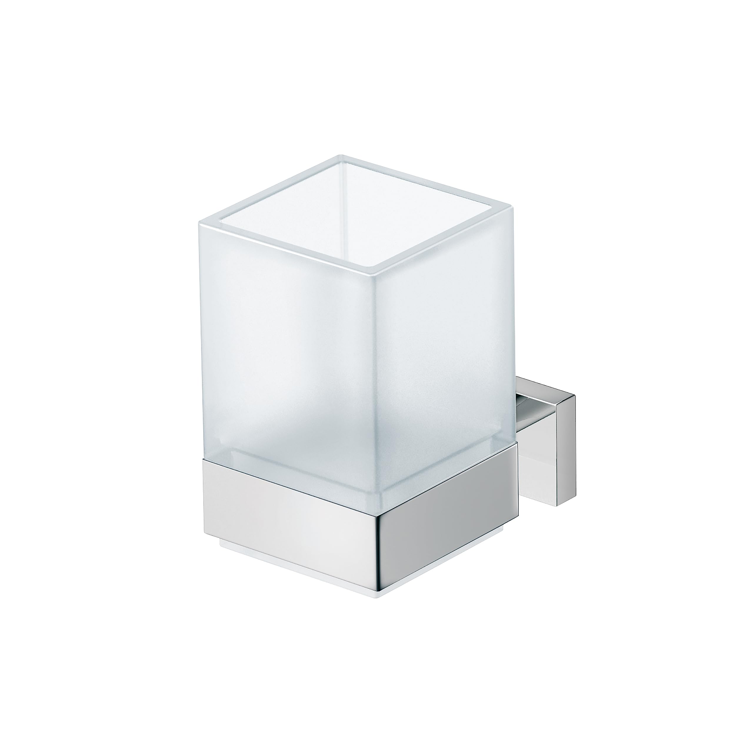Duravit Zahnputzbecher Karree, Glashalter Bad, Zahnbürstenhalter Glas, Wandmontage, Chrom