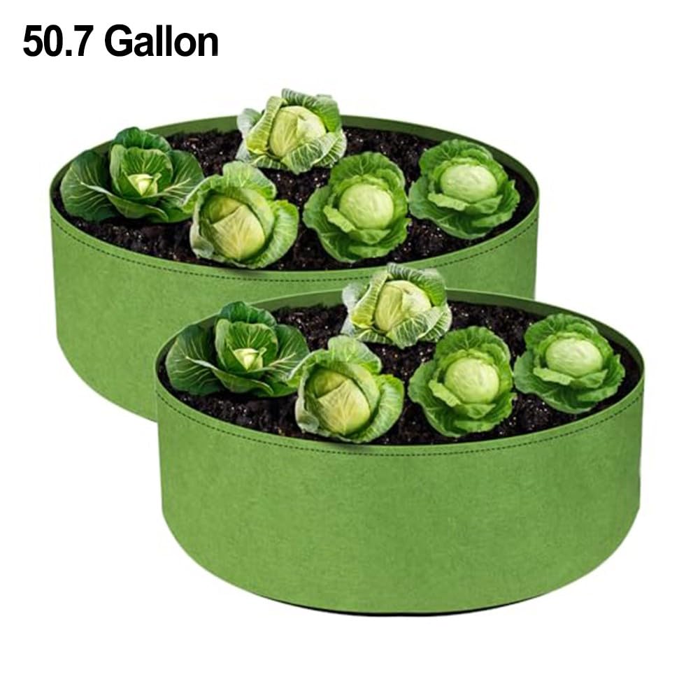 EasyByMall Lot de 2 grands sacs de plantation en tissu non tissé réutilisables avec poignées pour herbes, légumes, fleurs, jardin peu encombrant pour terrasse, balcon, cour, vert