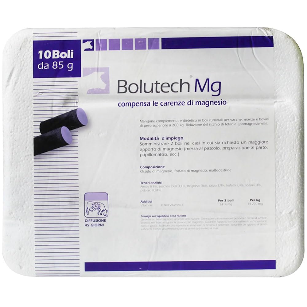 Bolutech Magnesium 10x85g - Integratore Alimentare per il Supporto del Sistema Nervoso e Muscolare negli Animali, Formato Pratico e Facile da Usare