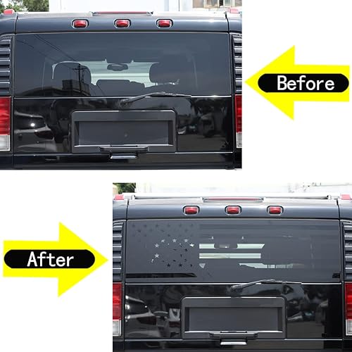 Miniatura 2 de Adhesivo adhesivo para ventana trasera de la bandera estadounidense para Hummer H2 2003-2009 (bandera de EE. UU.)