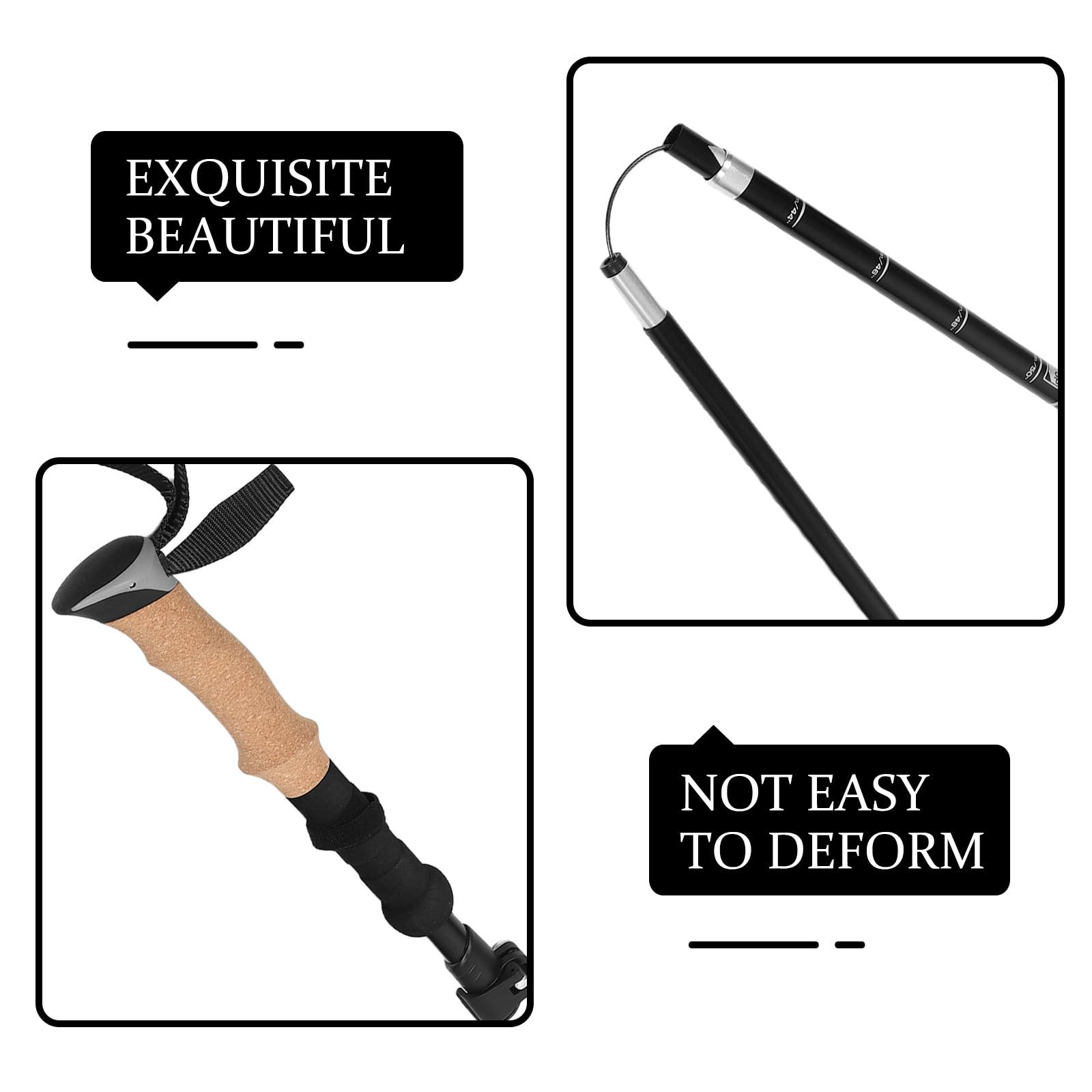 Healvian Bastón de Senderismo Plegable para Adultos y Mujeres con Estructura Colapsable, Mango de Eva Liviano y Soporte de Equilibrio para Aventuras al Aire Libre y Mochilero