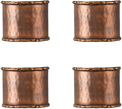 Park Designs Hammered Copper Napkin Ring Set of 4 | Iron | Handcrafted Textured Finish | Elegant Farmhouse Table Decor