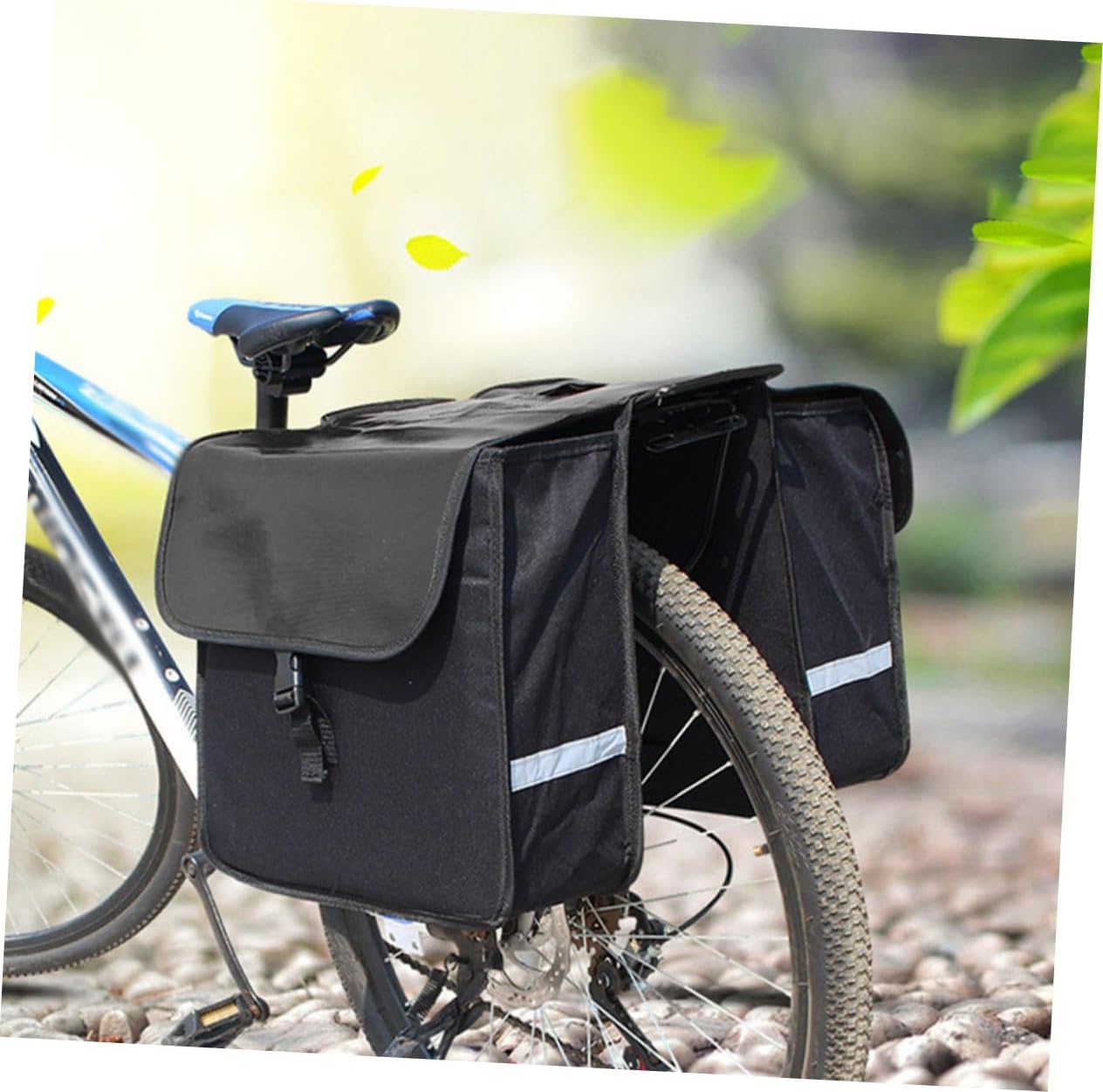 Yardwe Double Pannier Side Bags for Capacity Rear Rack Saddle Bags Reflective Straps for Night Visibility and Easy to Remove for Cycling Adventures