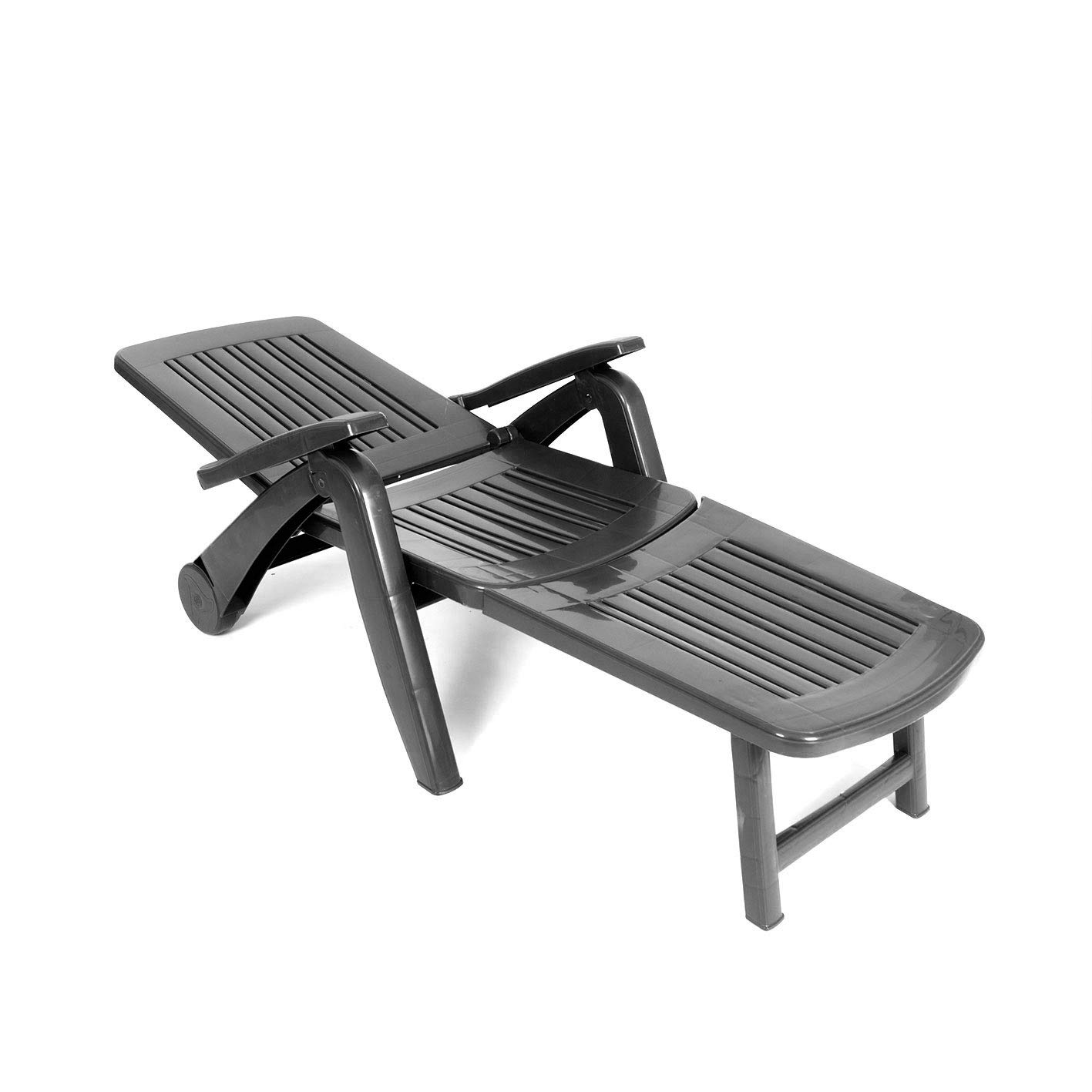 CREVICOSTA QUALITY MARK MARCAS DE CALIDAD - CANCÚN - Tumbona de Resina Plegable y reclinable. 72 x 60 x 190 cm (Antracita)