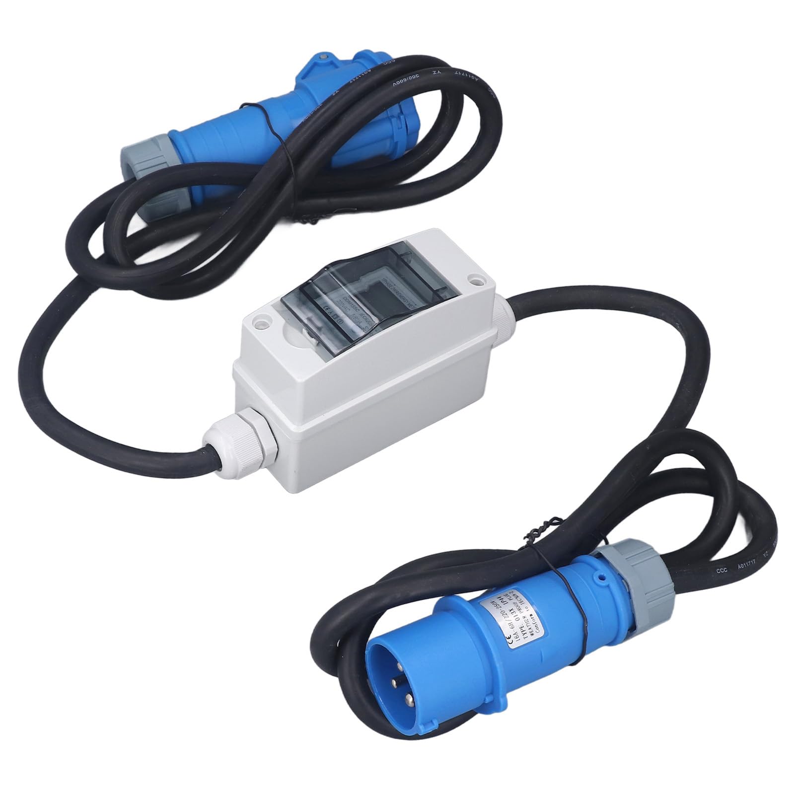 Hyuduo Contatore di Energia Intelligente, in Gomma, Rame, Ignifugo, Monitor di Ricarica per PC, da 220 A 250 V CA, 16 A, 3 Pin, Monofase, 2 Fili, per Ricarica Veicoli Elettrici, Garage, Officina, Uso