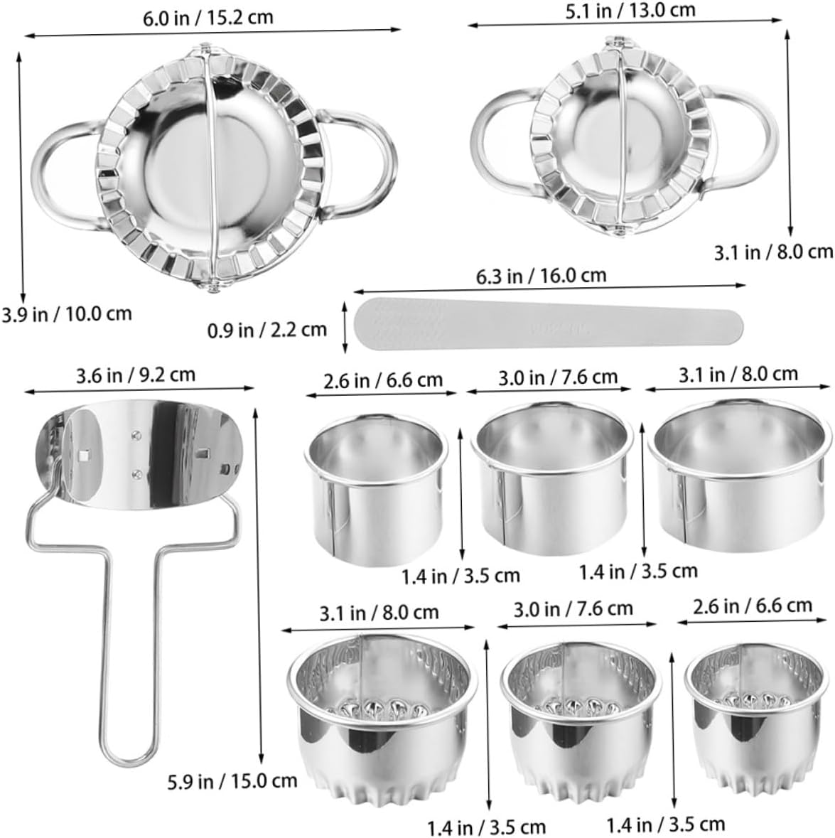 PRETYZOOM 1set Stainless Steel Dumpling Makers Versatile Dumpling Cutters for Empanadas Ravioli Pies and More Kitchen Tool for Homemade