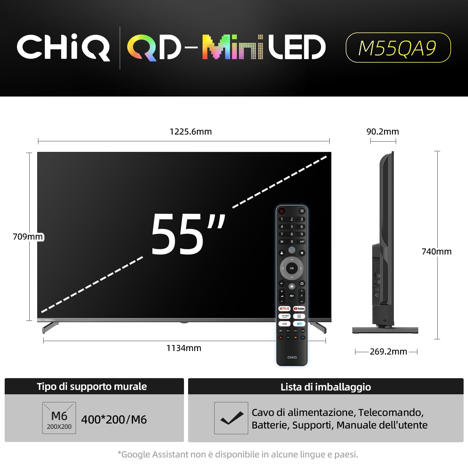 M55QA9 Smart TV 4K 55 Pollici Mini QLED - Dettaglio