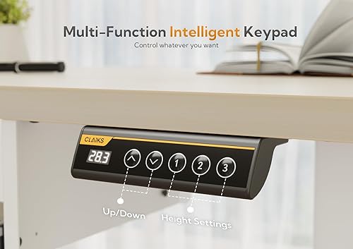 Miniatura 8 de Escritorio de pie con bandeja para teclado, escritorio eléctrico de pie de altura ajustable, escritorio de pie de 55 x 24 pulgadas con tablero de