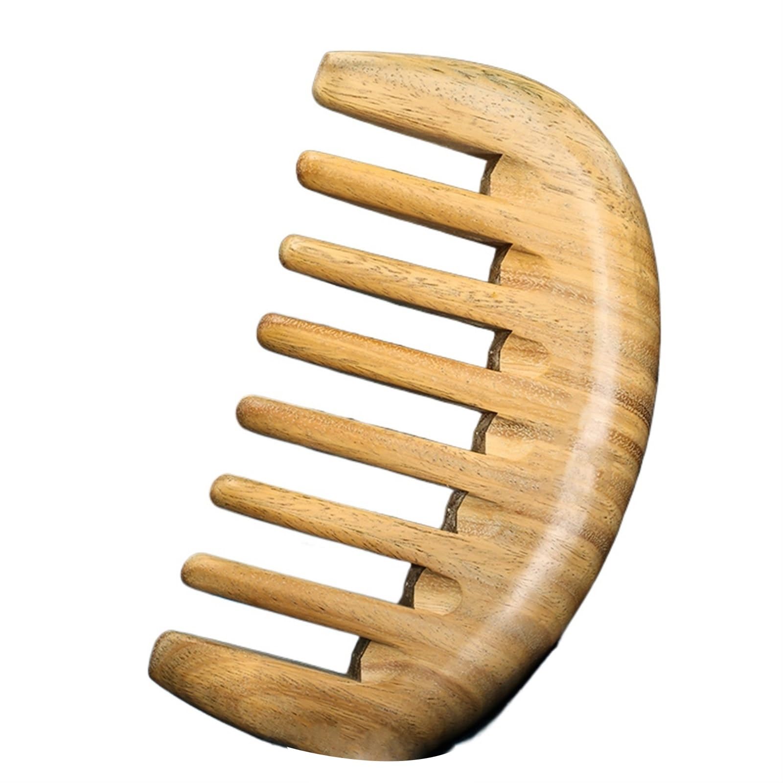 Peine de Pelo portátil, Peine de Masaje antiestático, Peine de sándalo Verde de Dientes Anchos, Peine de Madera semicircular desenredante