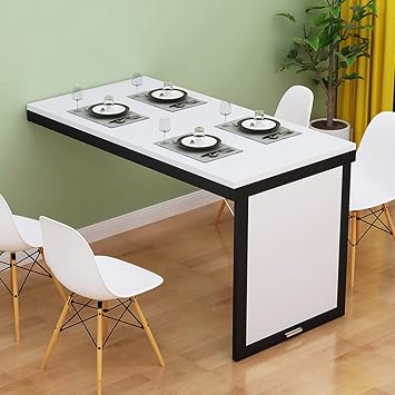 HORV Wall Mounted Desk Folding Table Drop-Leaf Dining Table Convertible Storage Rack Shelf Home Office Fold Up Desk Study Computer Workstation Bar Table for Home Office Small Space