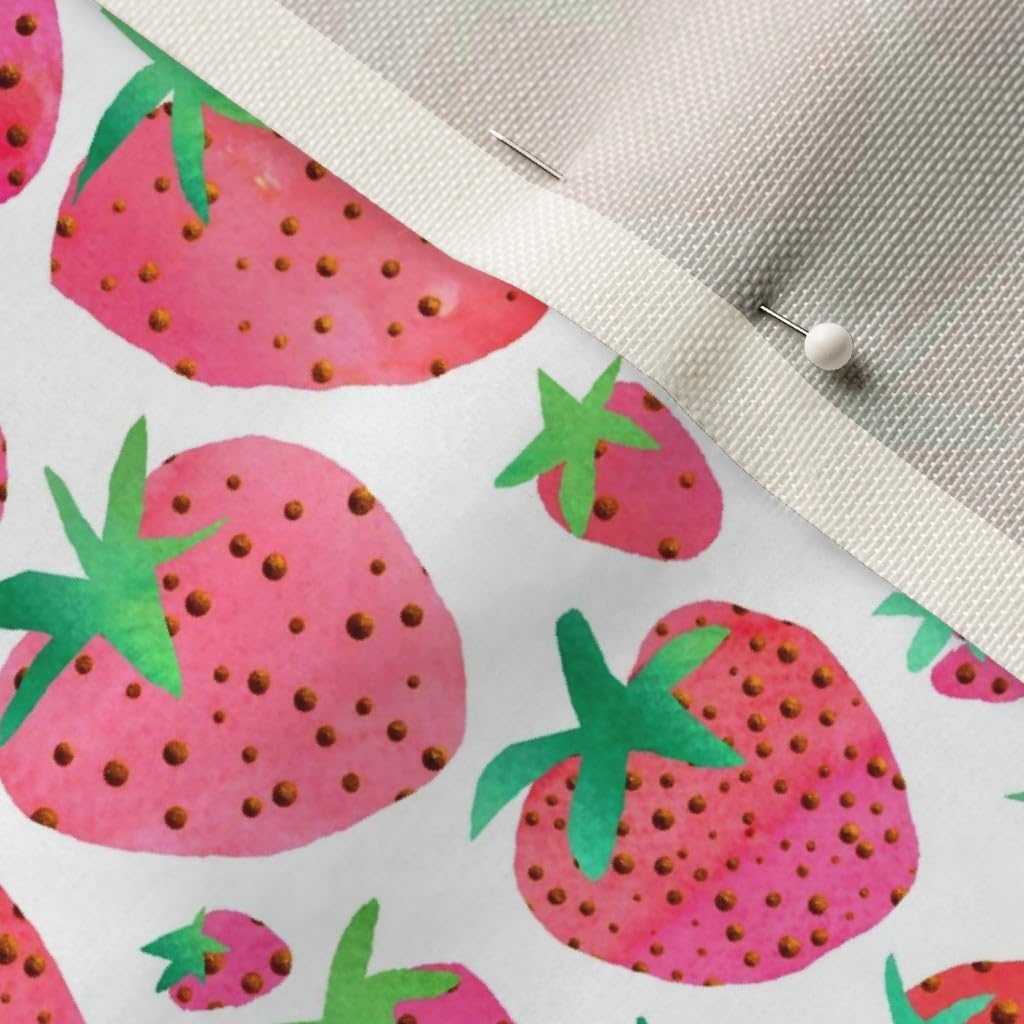 Spoonflower Fabric - Watercolor Strawberries Strawberry Fruit Summer Printed on Upholstery Velvet Fabric Fat Quarter - Upholstery Home Decor Bottomweight Apparel