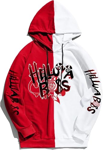 Adult Hazbin Costume Hotel Alastor Hooded Hoodie 3D Printed Hoodie Shirt Color Matching Pullover Sweatshirt
