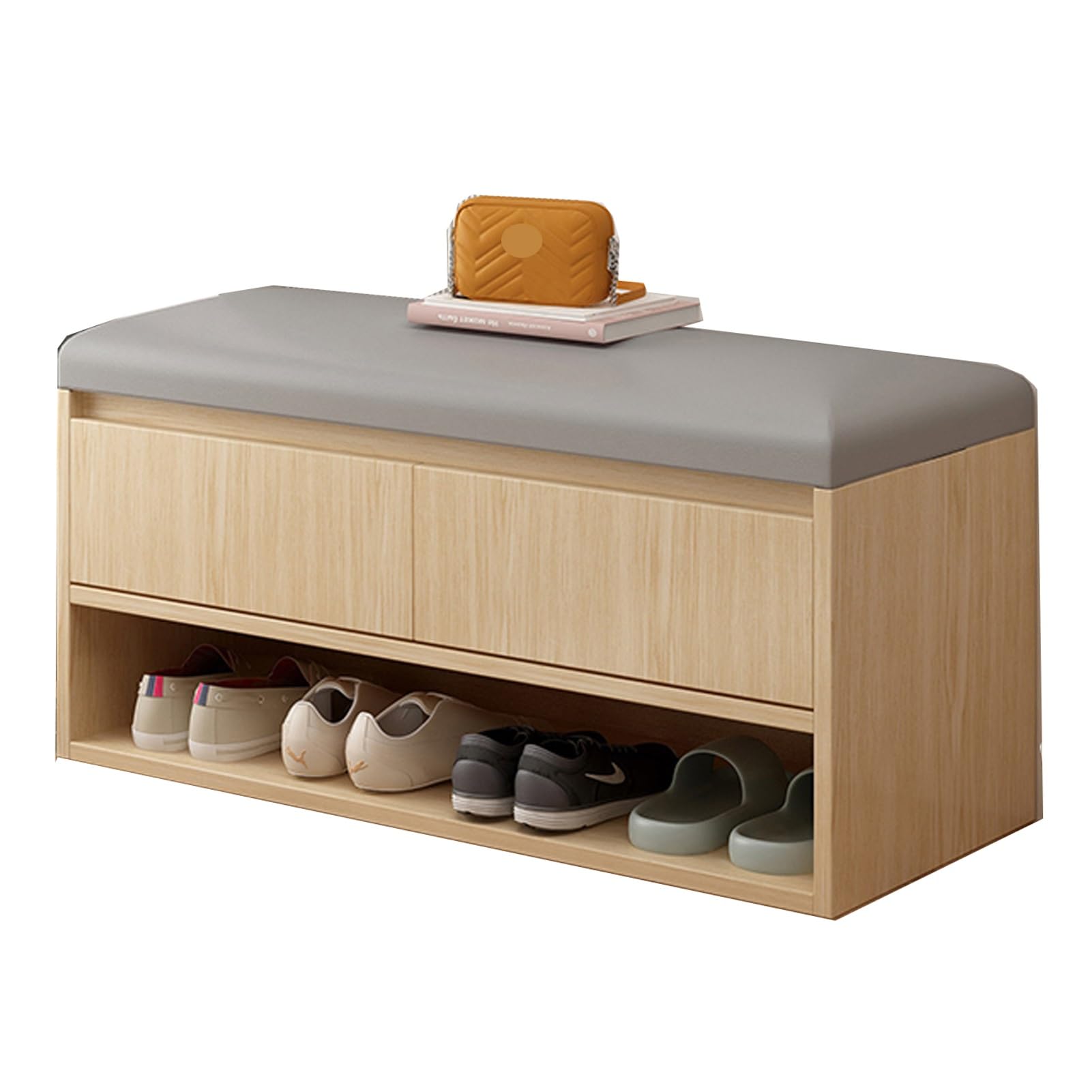 Banc à chaussures en bois pour couloir chaleureux et entrée bien ordonnée
