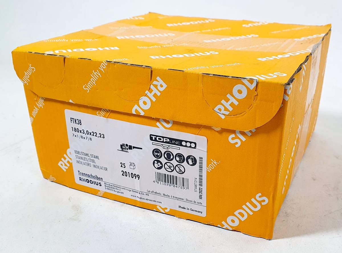 Dischi da taglio Rhodius FTK38 180 x 3,0 mm per acciaio inox/acciaio 25 pezzi ondulati
