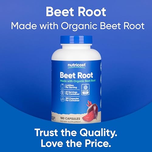 Miniatura 5 de Nutricost Raíz de remolacha 2400 mg, 180 cápsulas – Certificado CCOF fabricado con raíz de remolacha orgánica, superalimento, 60 porciones