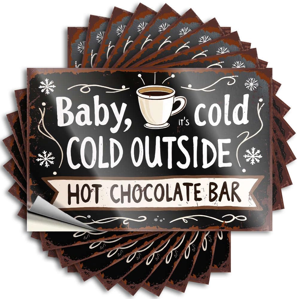 Tattoo Funky Room Decor Easy Apply | Baby, It's Cold Outside. Hot Chocolate Bar. Cute Bottle Peel and Stick(8X12CM)