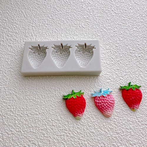 4Pcs 3D Strawberry Mold Silicone Mini Fruit Chocolate Molds Fruit Fondant Handmade Candy Jelly Bakeware for Baking Chocolate Pan Cake Cupcake Topper Making (White) - Image 5