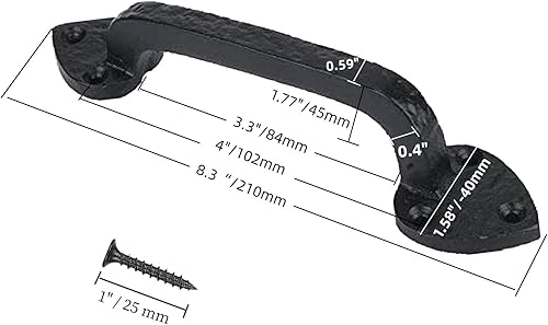 Vista 68 de Manija rústica de 8 pulgadas para puerta de granero, tirador de acero negro para puertas correderas, puertas, garajes, cobertizos, vallas, armarios