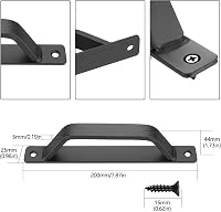 D-alakú tolóajtó fogantyú szett - 2 db fekete vas fogantyú 200 mm - Csűr, garázs, szekrény, gardróbszekrény ajtóhoz - Ergonomikus 2