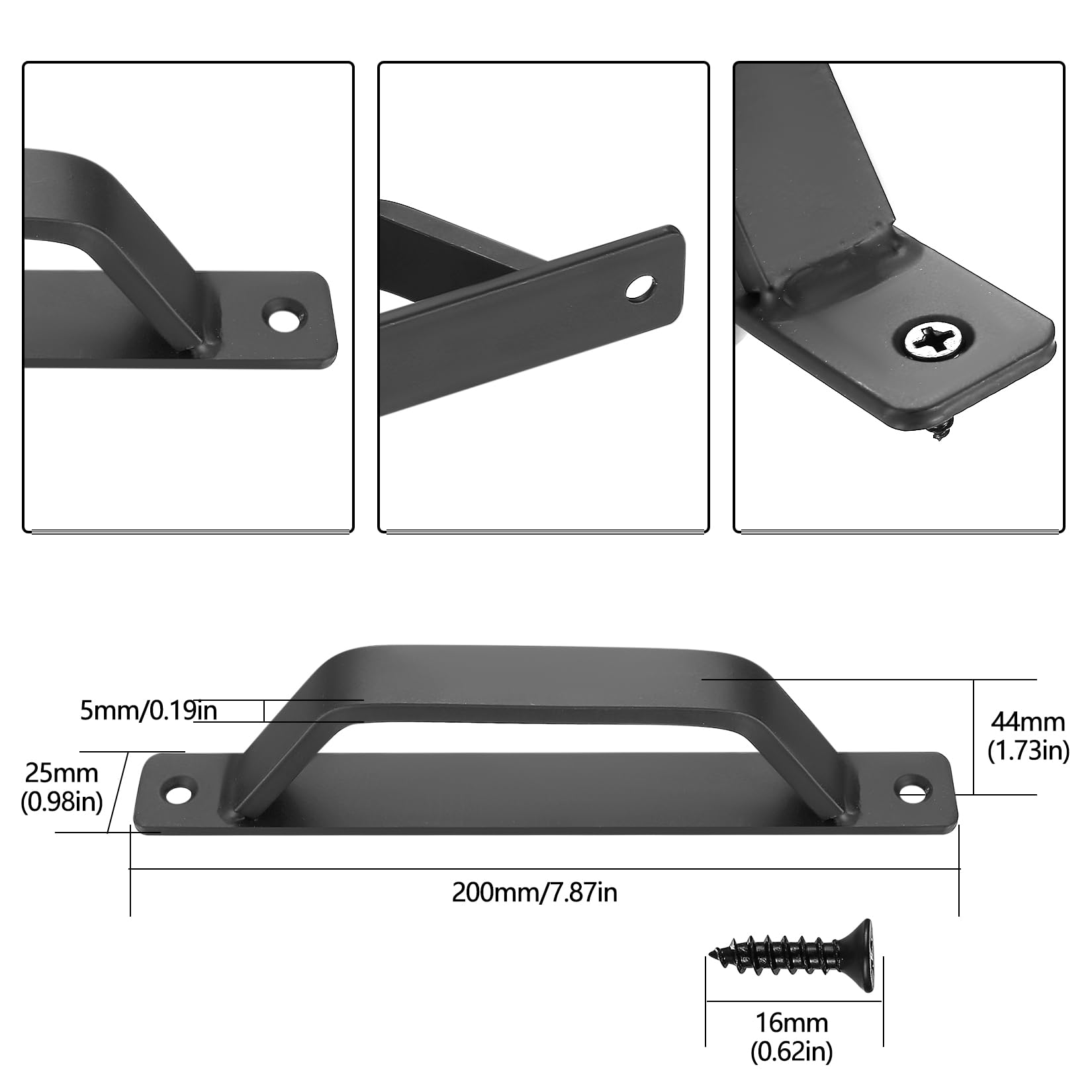 Xingwenhao 2 Pcs Black Door Handles, Gate, Shed, Barn, Sliding Pull Push Handles for Cupboard Garden Gate, Garage, Shed - Image 2