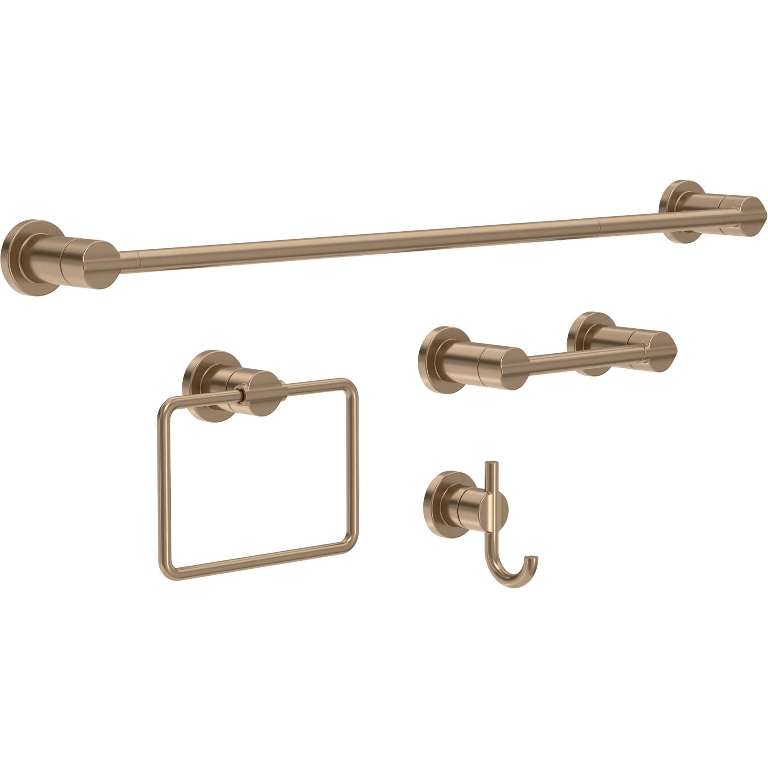 Delta Nicoli 4-Piece Bath Hardware Set 18 to 24 in. Towel Bar, Toilet Paper Holder, Towel Ring, Towel Hook in Champagne Bronze NIC64-CZ