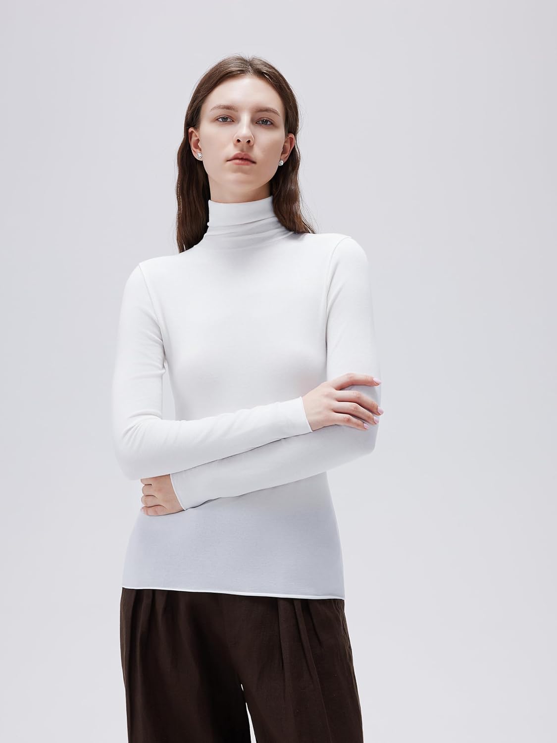 SUUKSESS Women Cashmere Blend Turtleneck Long Sleeve Shirt Fitted Fall Basic Thermal Tops Fall Fashion - Image 4