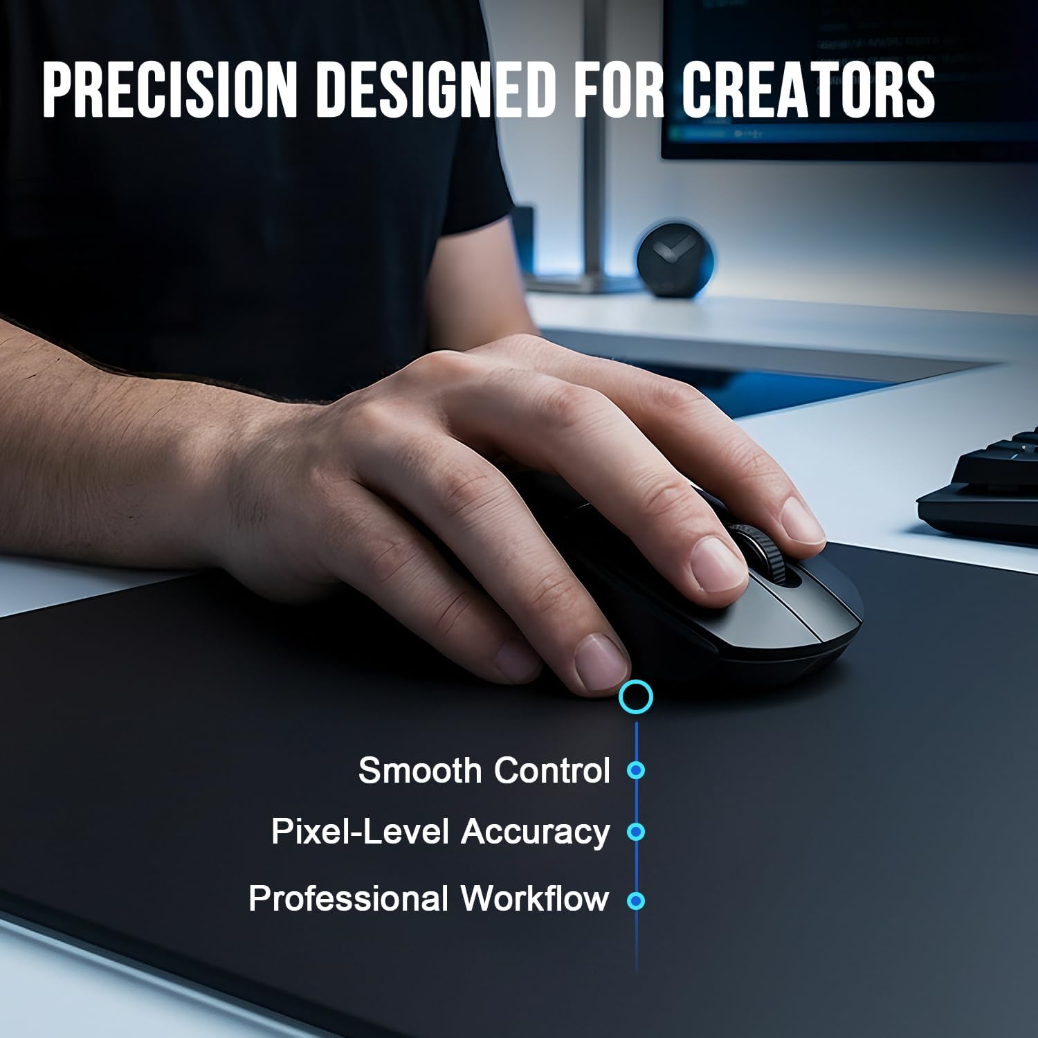 Tempered Glass Gaming Mouse Pad, Ultra-Smooth Micro-Etched Surface Speed & Control, Large 19.7"x15.7" Anti-Slip Base, Easy Clean Scratch Resistant for Esports and Work (Black)