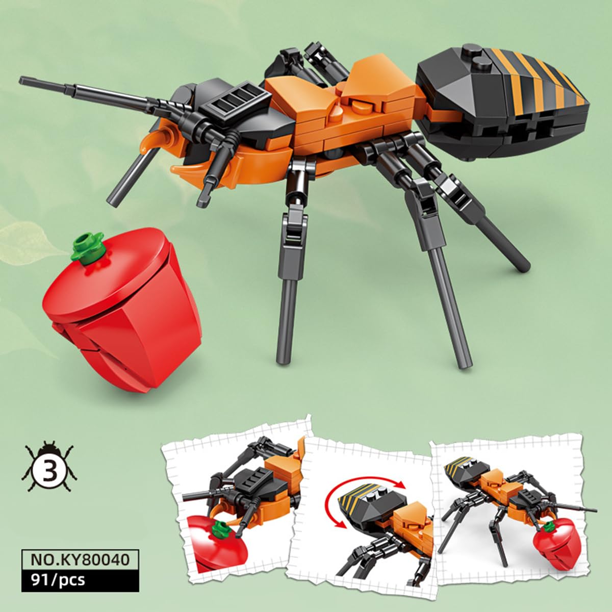YNTOXIN Insect Building Block Toy Set Mantis,Butterfly, Beetle, Dragonfly, Bee, Snail, Nature Decoration - Image 3