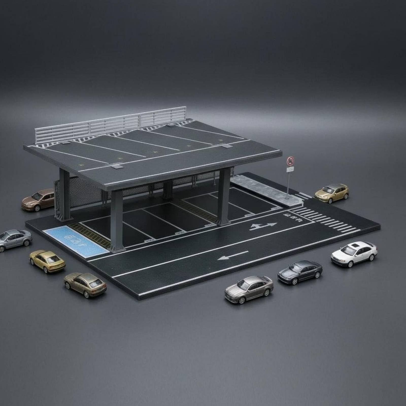 Kit Modello 1 64 Parcheggio Garage Diorama Scena con Struttura Multilivello in E PVC Segnaletica Stampata E Corsie, style to 1
