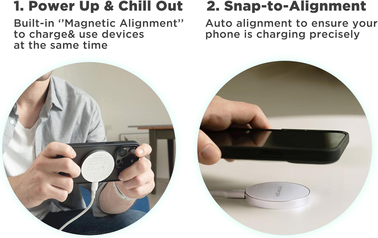 Innergie 15W Qi2 Magnetic Wireless Charger Compatible with Android Phone, iPhone, Samsung, AirPods 3/Pro Pro 2 and More. (Delta Electronics)