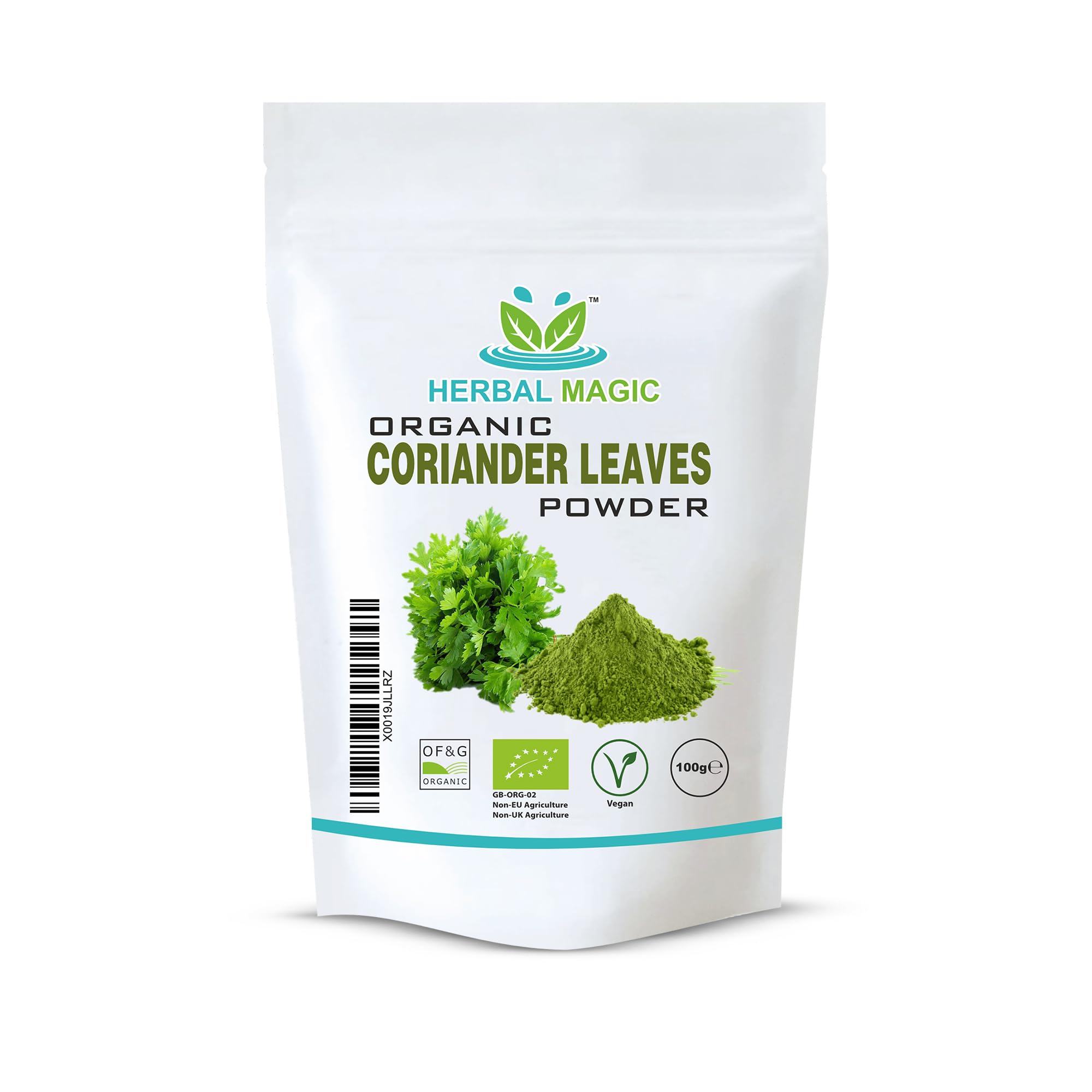 Herbal Magic's Organic Coriander Leaf Powder -Known as Kitchen King in Indian Cuisine.Ideal for Enhancing Taste,Flavour&garnishing.Free from Fillers,Artificial Colour,Flavour&Preservatives (100g)