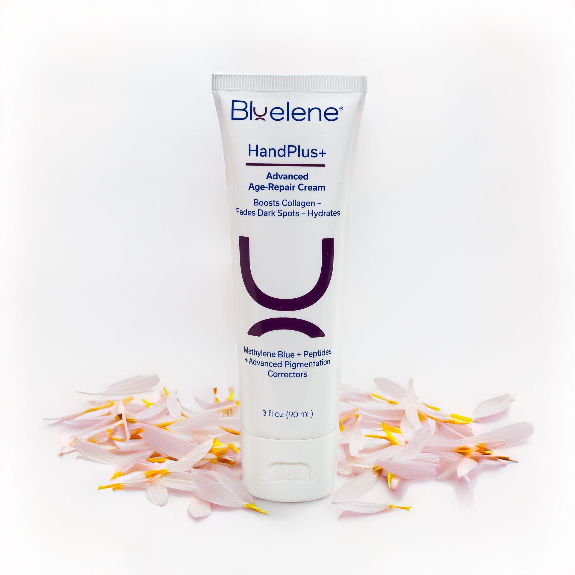 Bluelene HandPlus+ Collagen Boosting Advanced Age Repair Cream with Methylene Blue and Niacinamide, and Hexylresorcinol and Tranexamic Acid. Deep Hydration. Suitable for Sensitive Skin