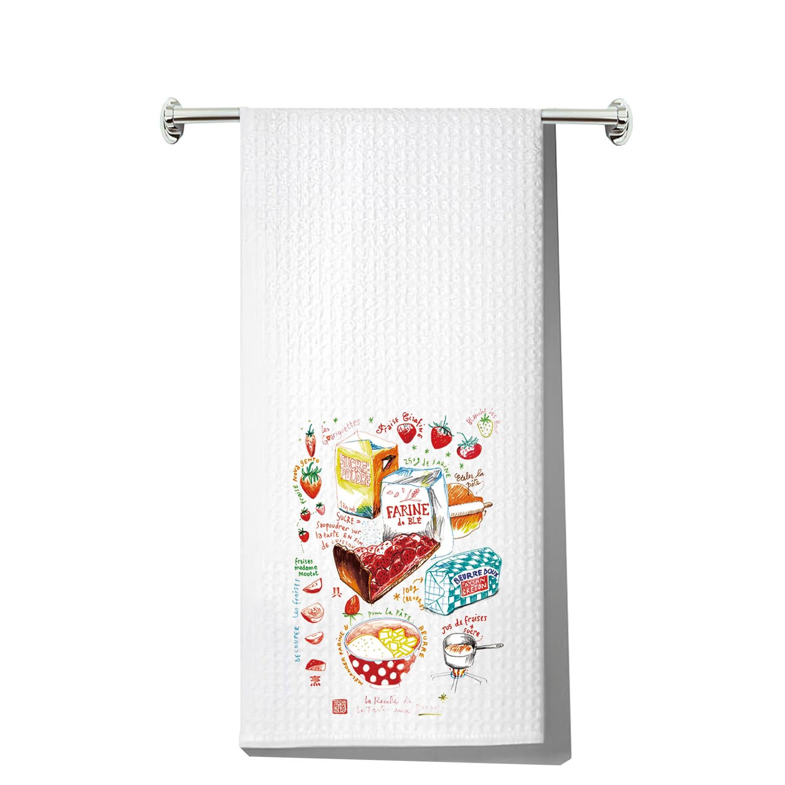 Serviette de cuisine recette tarte aux fraises LEVLO pour cuisson pâtisserie