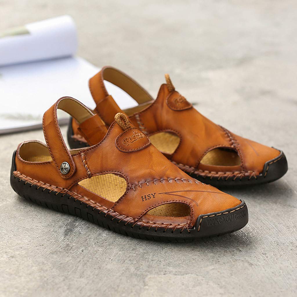 MJGkhiy Sandalias Deportivas Hombre Senderismo Transpirable Sandalias Goma Sandalias Paseo Ligeras Antideslizantes Sandalias Cuero Chanclas Playa Sandalia Con Strappo Al Aire Libre Sandalias Romanas