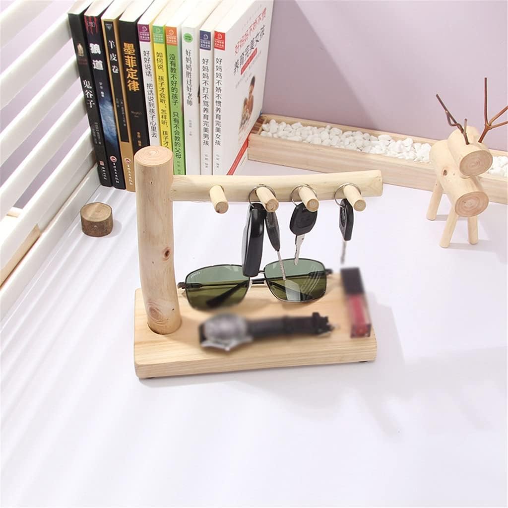 Solid Wood Key Holder Desktop Jewelry Storage Box Storage Decoration Pastoral Style Log Decoration (Color : Right Style Size : 22 * 10 * 20cm)