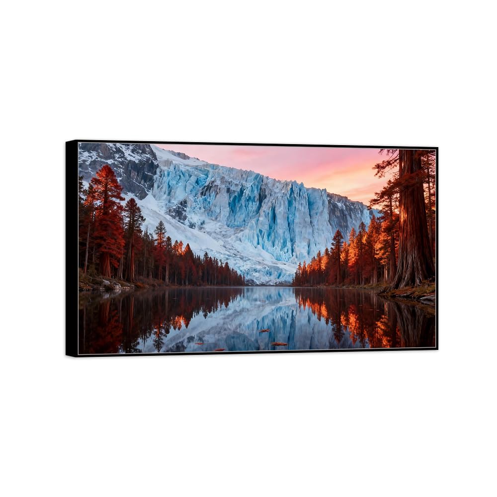 Landscape Canvas Prints Mountain Lake 14. Home Decor 40x70cm Black Frame