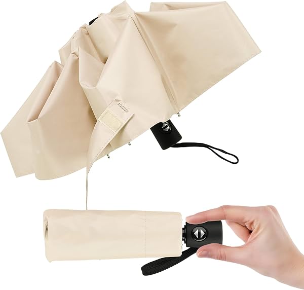Paraguas Mini Automáticos de Viaje para Lluvia/Sol, Plegables Pequeños y Ligeros con Apertura/Cierre Automático a Prueba de Viento, Compactos para Mujeres y Hombres, Caben en Auto y Mochila