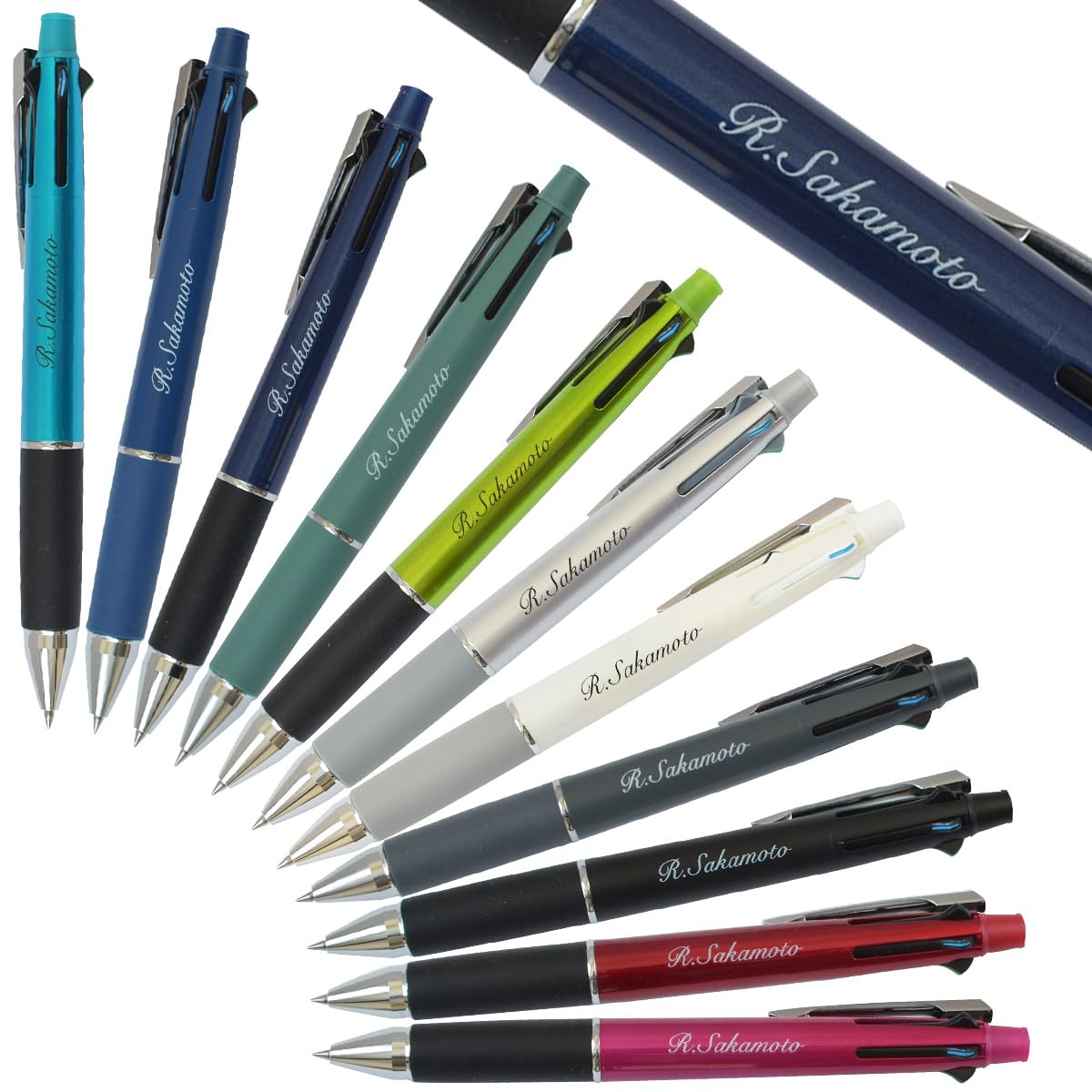 Hankoya Store Personalized Ballpoint Pen Jetstream 4&1 0.7mm Multifunction (Navy) : Office Products