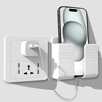 WALLVIEW TECH Wall Mounted Mobile Holder Storage Case for Remote, Wall Mounted Mobile Stand/Multi Purpose Stand with Hole for Smartphones Charging-(IQ White)