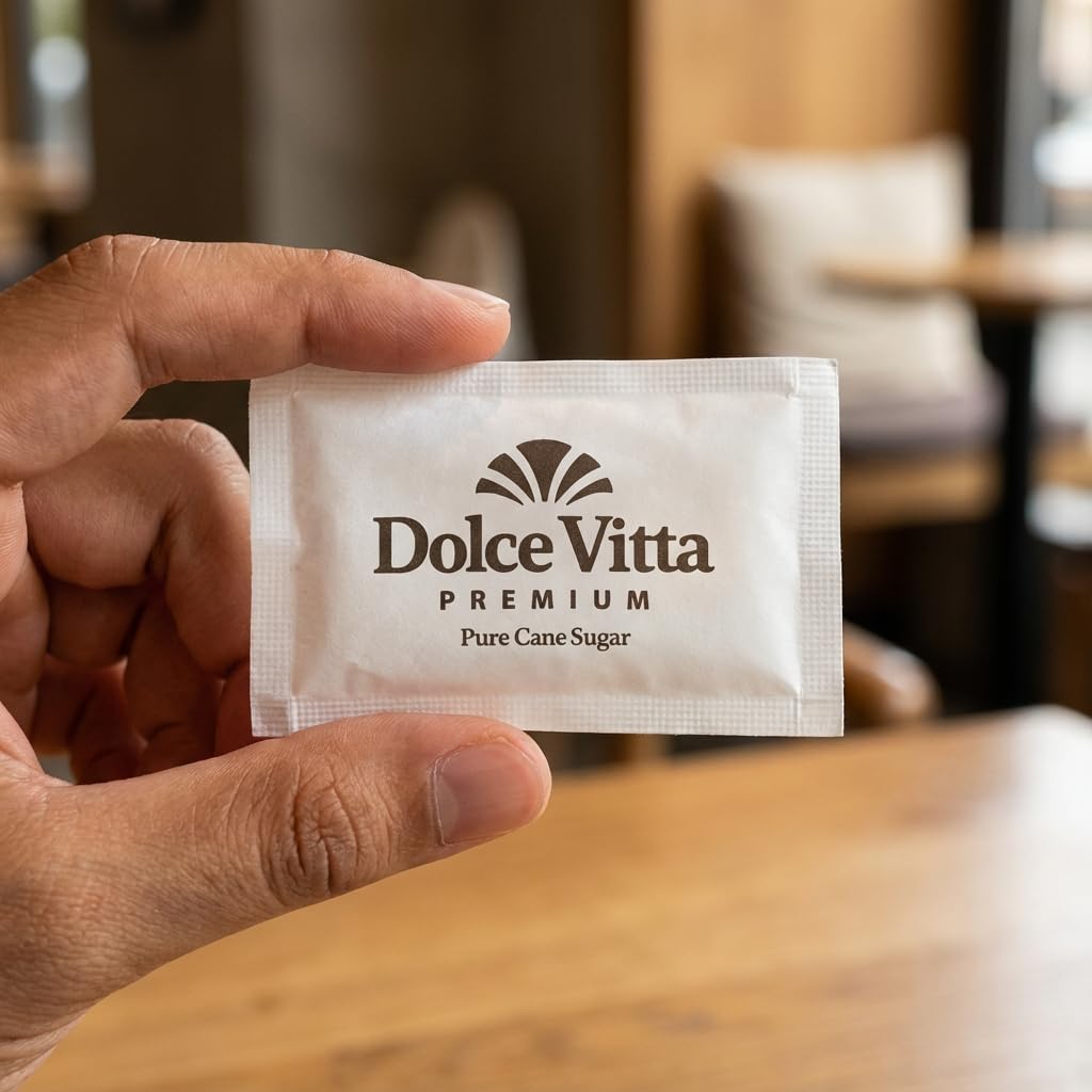 Dolce Vitta Premium Bulk Sugar Packets, 400 Count - Individual White Sugar Packets for Coffee & Tea | Pure Cane Sugar, Non-GMO, Kosher | Single Serve Sugar Packs for Restaurants, Offices & Home.