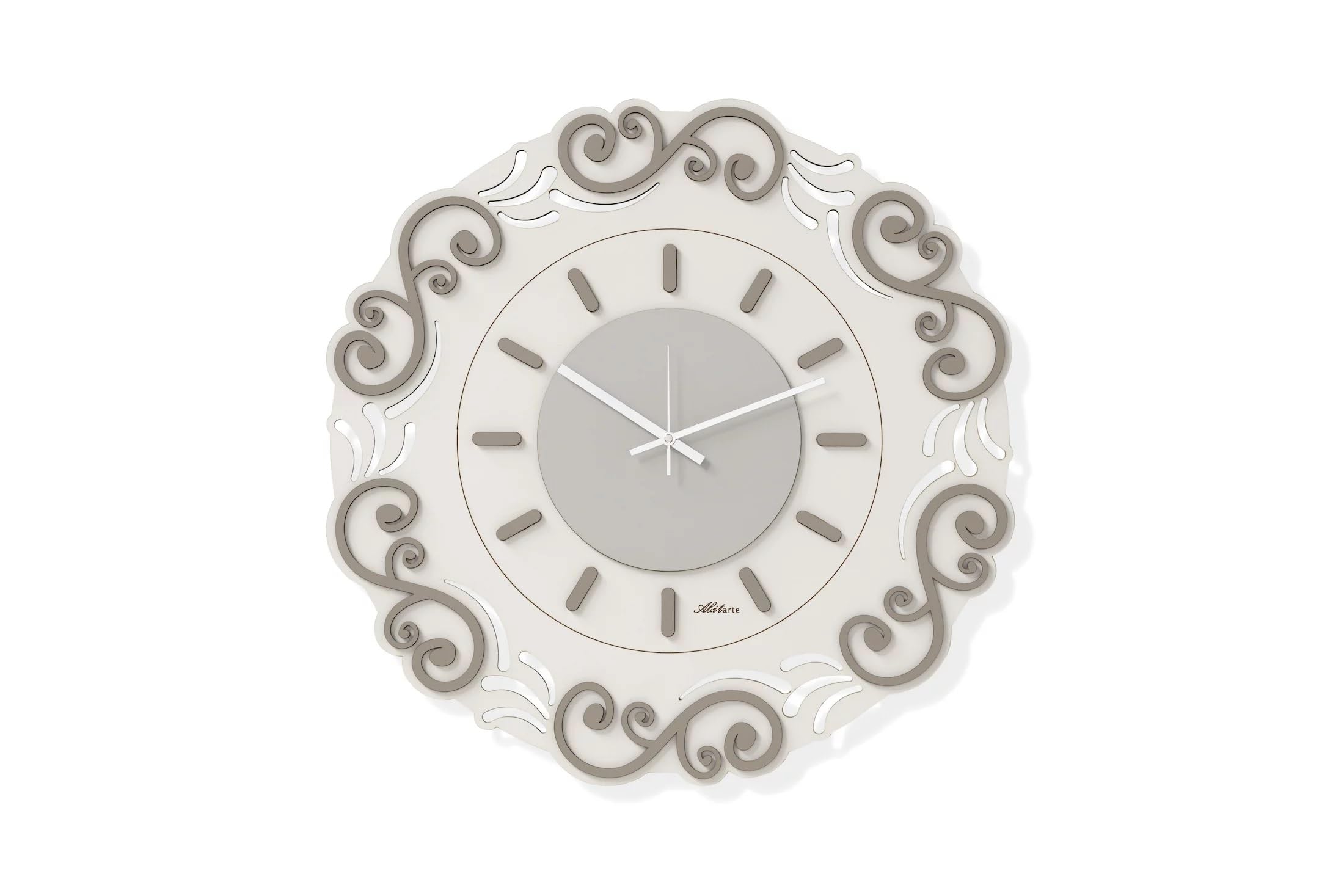 Horloge murale moderne en bois gris taupe d.50 cm Generico AB028