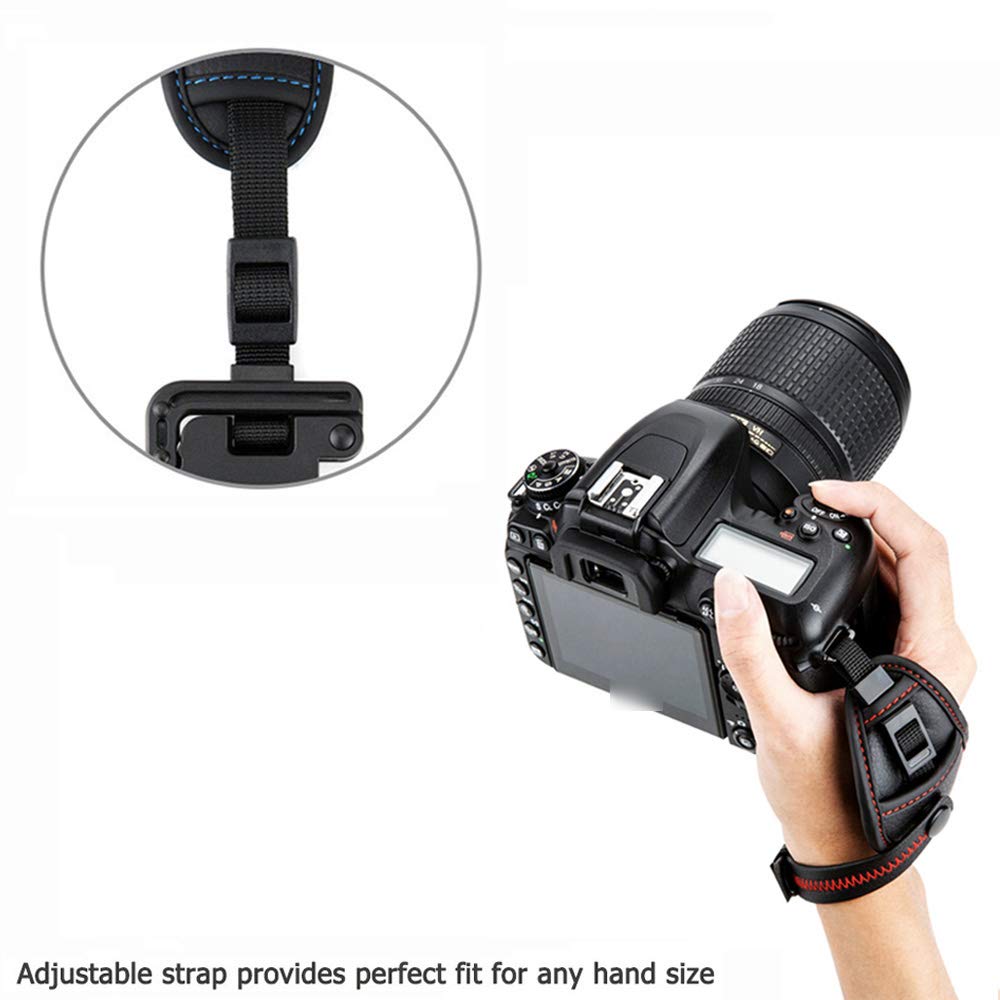 JJC DSLR Fotocamera Cinghia da Polso con Piastra U per Nik. Z30 D7500 D7200 D5600 D3500 D850 D780 Can. EOS R8 R6 R10 R7 R5 R RP 5D Mark IV 6DMkii M50ii M200 90D 850D 200DII FUJI X-E4 X-H2 (Rosso)
