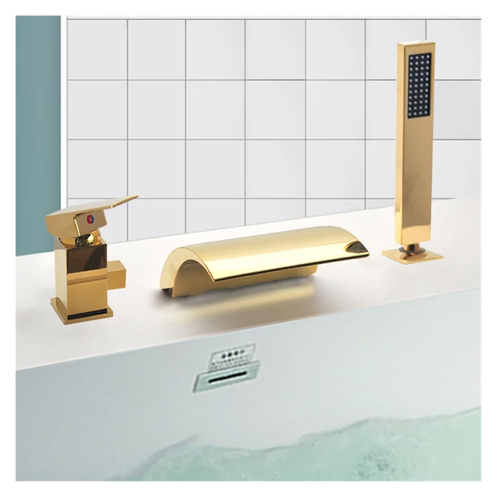 Aycdl A Ycdl Faucet, 3Pcs Bathtub Faucet Widespread Bath Mixer Tap Waterfall Cold & Hot Water Diverter Valve Brass Chrome/Black/Gold Colors,