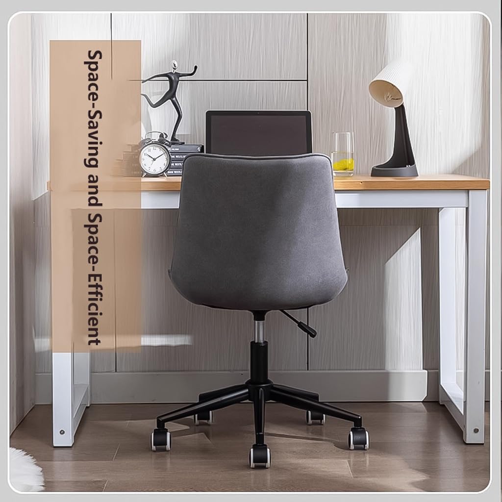 Sedia Da Ufficio A Gambe Incrociate Con Ruote E Pistone A Gas - Senza Braccioli, Seduta Ampia, Beige - Per Lavoro, Meditazione E Relax - 2