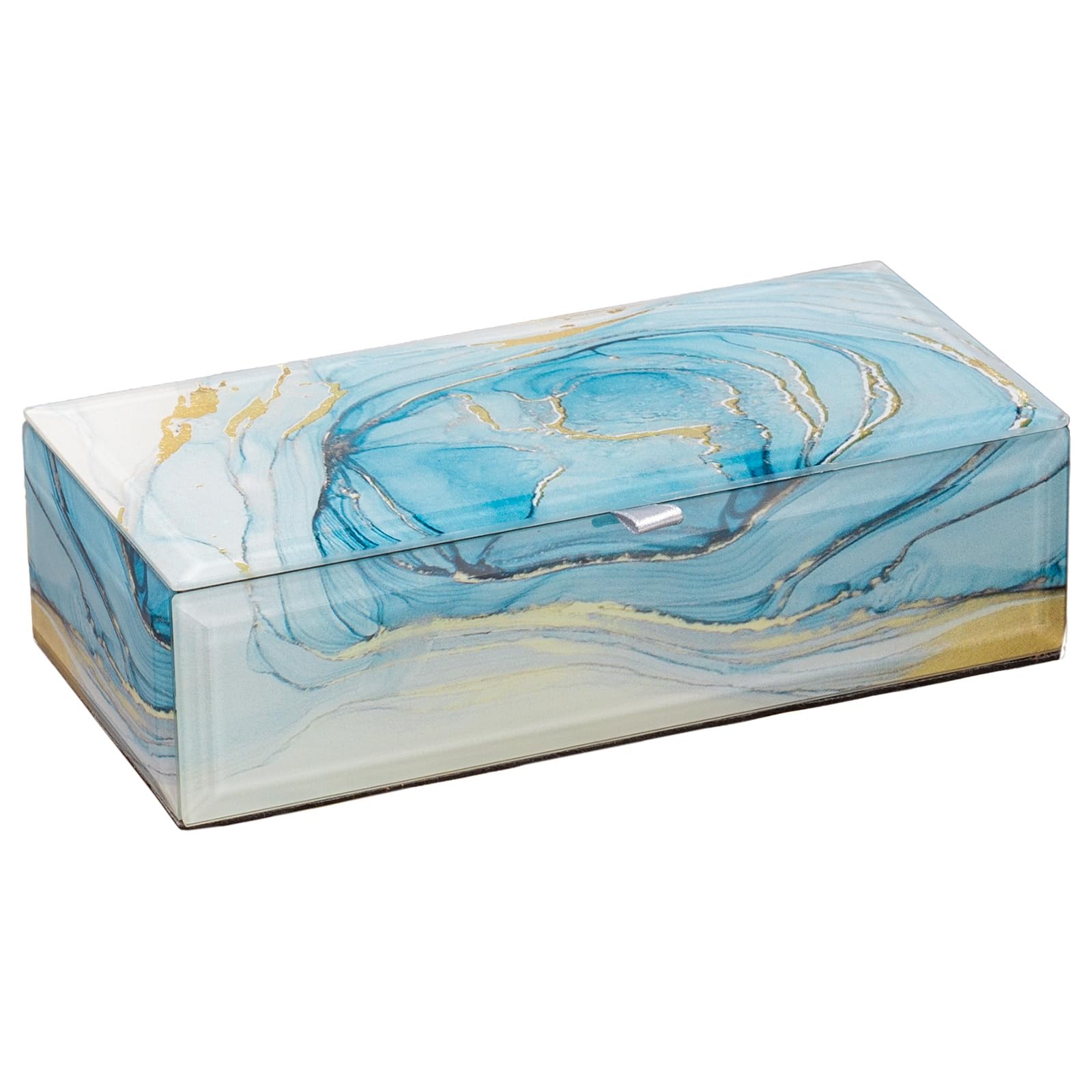 Palinna Glass Jewelry Box for Women Girl Wife-Jewelry Organizer Storage Case With Velvet Lining For Earrings Rings Bracelets