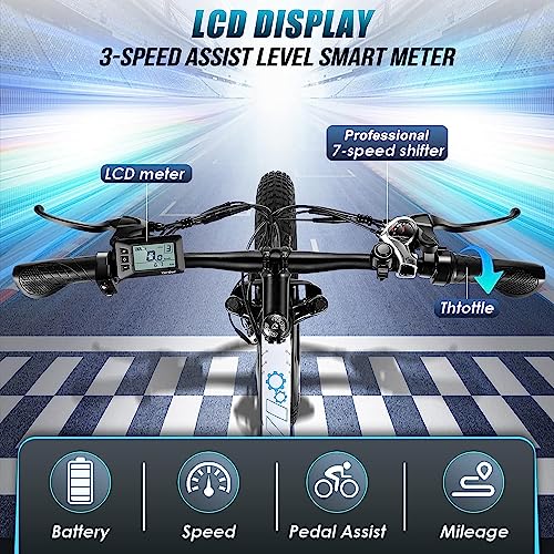 Vivi Electric Bike 26" X 4.0 Fat Tire Electric Bicycle, 48V 500W 13Ah Electric Mountain Bike, 25Mph Ebikes For Adults With Removable Lithium-Ion Battery, Professional 7 Speed #TOP5