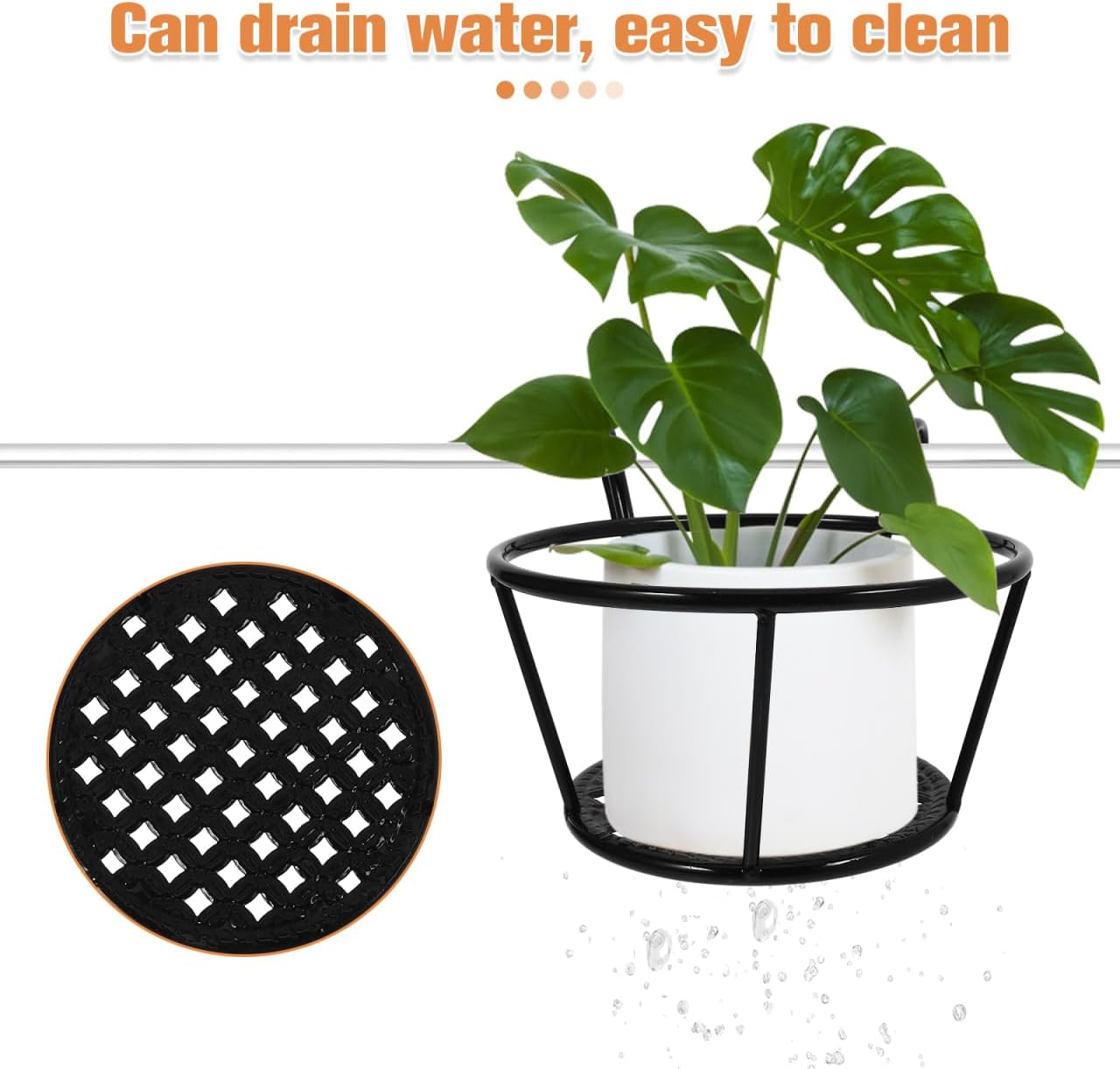 Hemoton 3 Pack Hanging Flower Pot Rack Iron Art Railing Pot Holders Outdoor Balcony Planters for Porch Deck Fence Ledge Garden