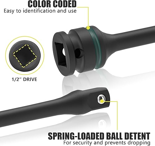 Miniatura 3 de ARUCMIN Juego de barra de extensión de limitación de par de accionamiento de 12 pulgada, juego de 5 piezas con varillas de torque de 8 pulgadas