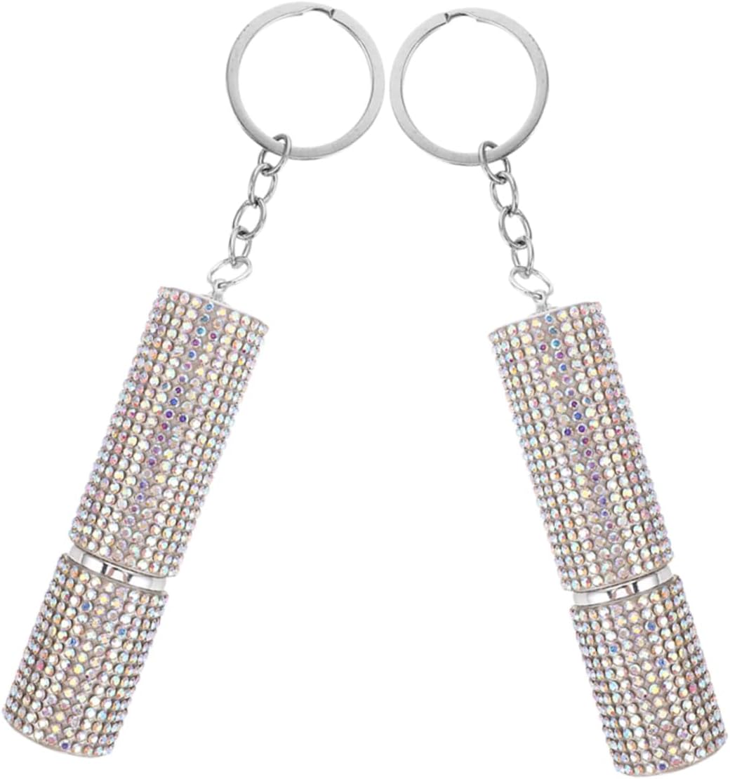 Rhinestone Refillable Perfume Atomizer Bottle Keychain, 2pcs Travel